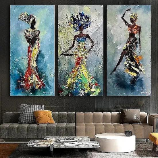 Laminasyonlu Kanvas Tablo 3 lü Set