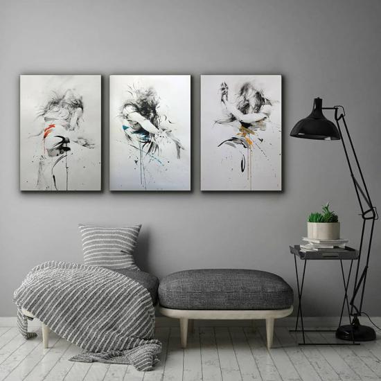 Laminasyonlu Kanvas Tablo 3 lü Set