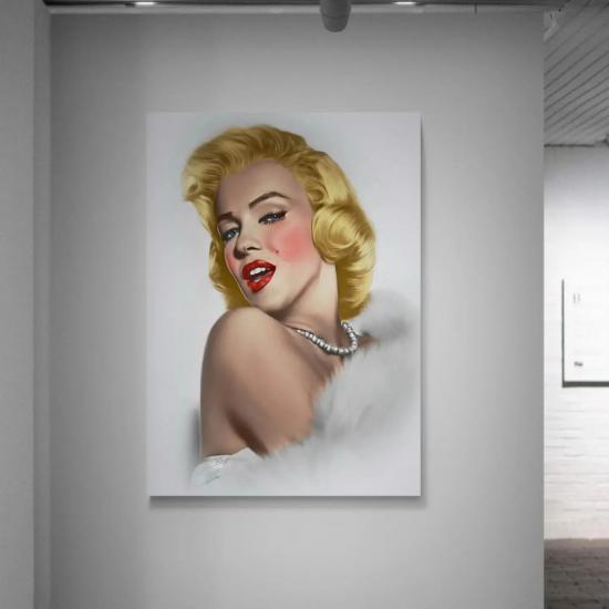 Marilyn Monroe - Yağlı Boya Efektl, Laminasyonlu Kanvas Tablo