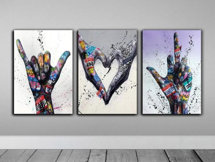Laminasyonlu Kanvas Tablo 3 lü Set