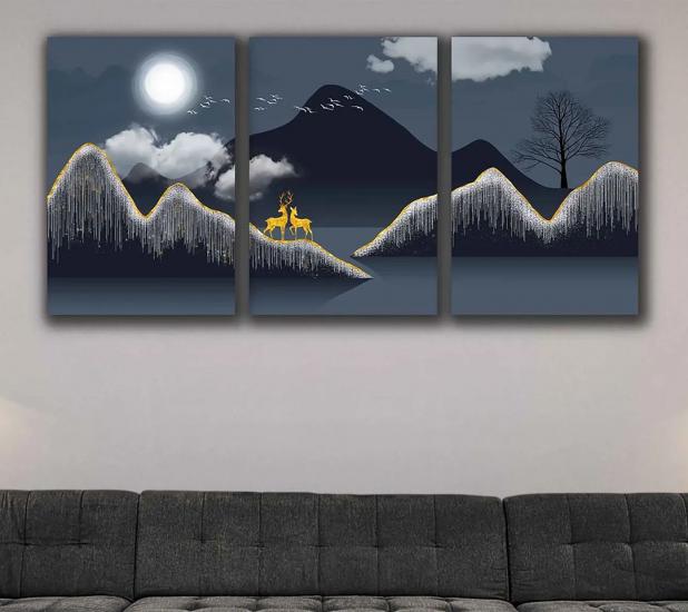 DAĞ - Laminasyonlu Kanvas Tablo 3 lü Set