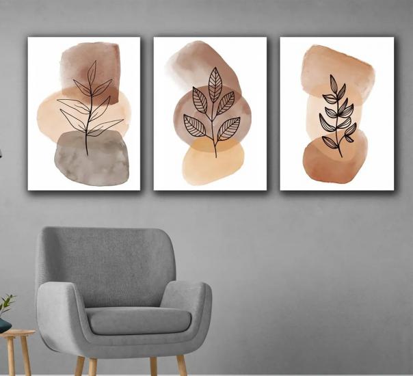Laminasyonlu Kanvas Tablo 3 lü Set