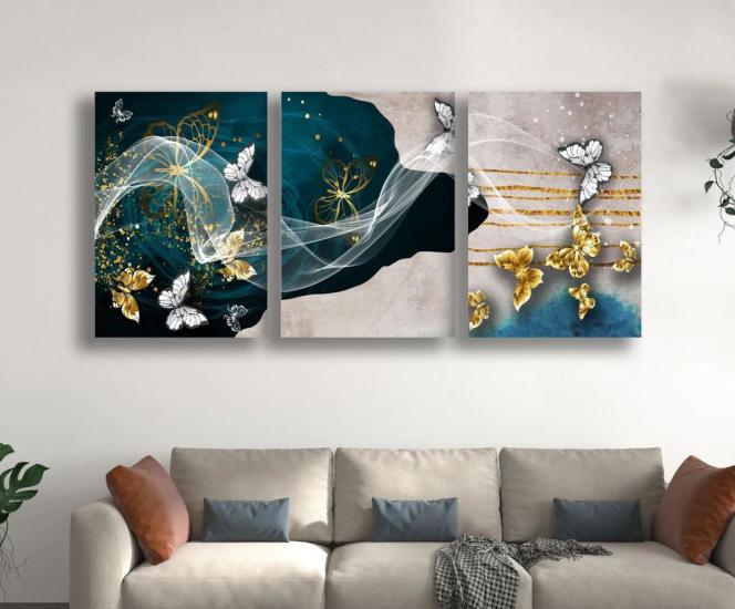 Laminasyonlu Kanvas Tablo 3 lü Set
