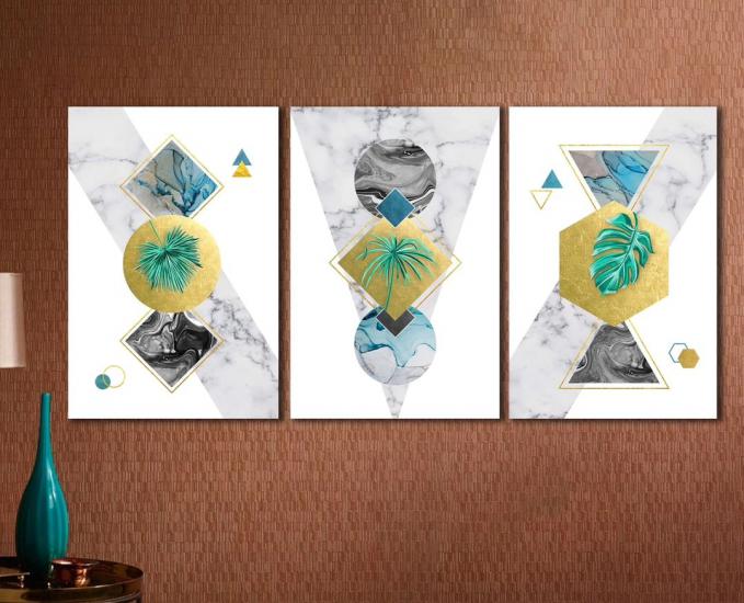 Laminasyonlu Kanvas Tablo 3 lü Set