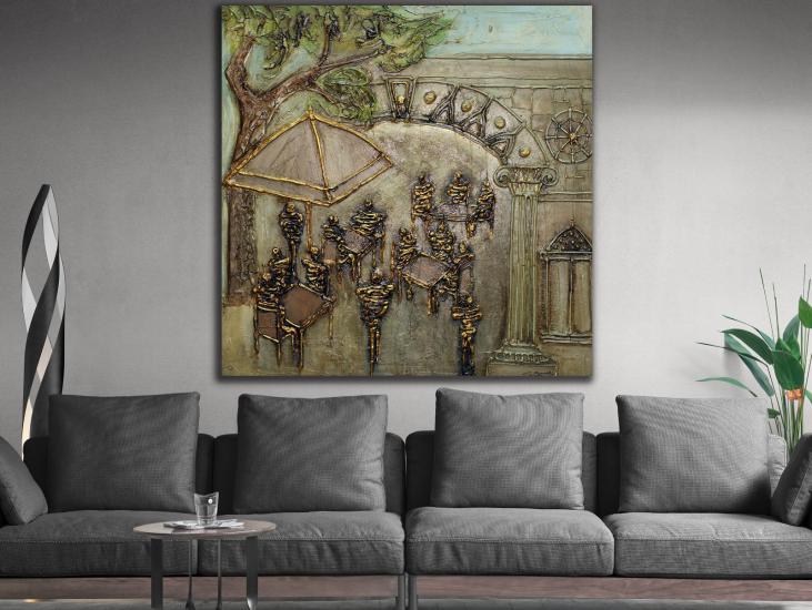 Boya Kabartmalı Kanvas Tablo