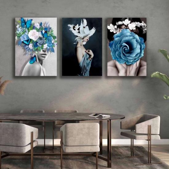 Laminasyonlu Kanvas Tablo 3 lü Set