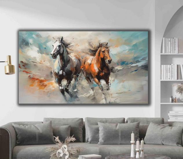 Horse - Yağlı Boya Efektli, Laminasyonlu Kanvas Tablo