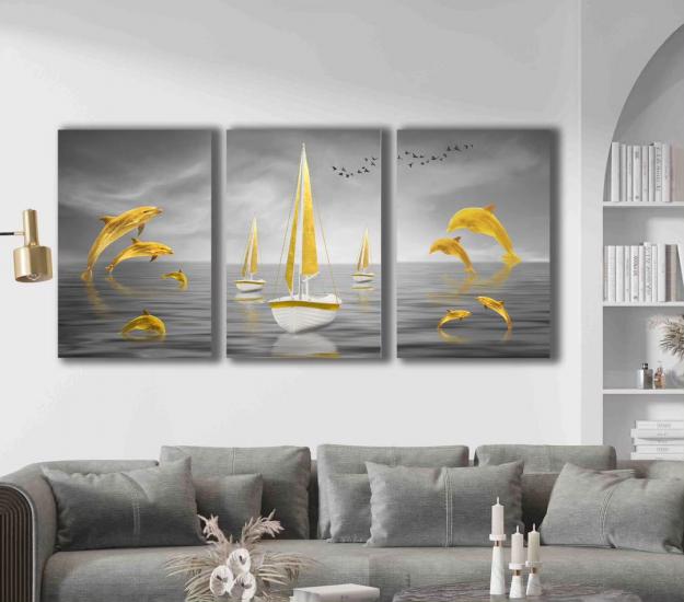 Laminasyonlu Kanvas Tablo 3 lü Set