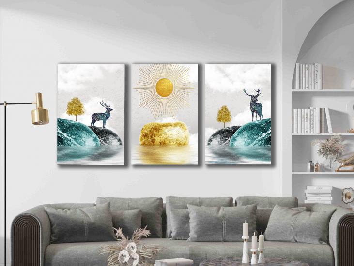 Laminasyonlu Kanvas Tablo 3 lü Set
