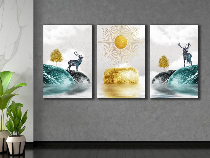 Laminasyonlu Kanvas Tablo 3 lü Set