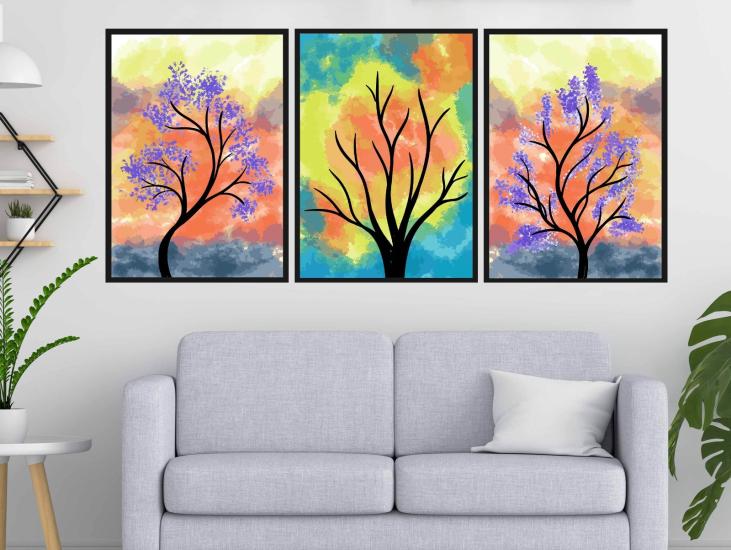 Laminasyonlu Kanvas Tablo 3 lü Set
