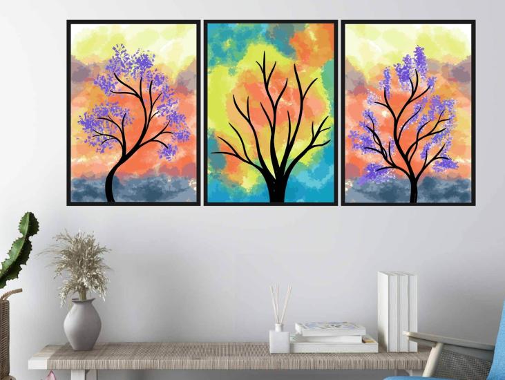 Laminasyonlu Kanvas Tablo 3 lü Set