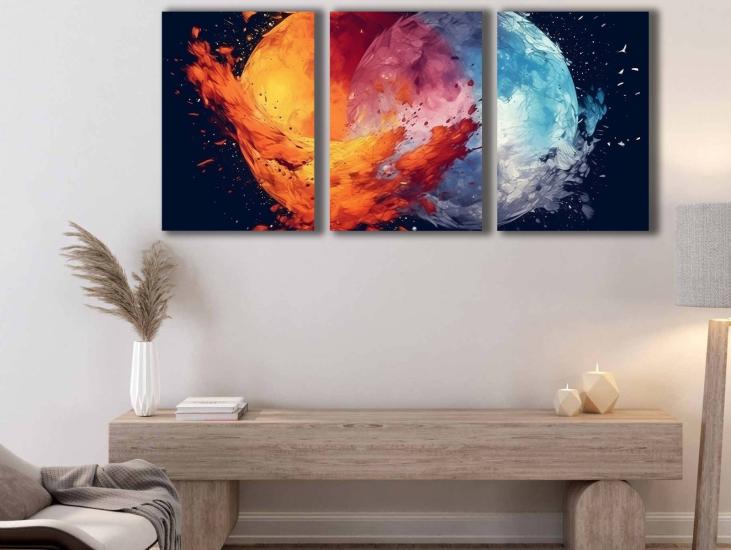 Laminasyonlu Kanvas Tablo 3 lü Set