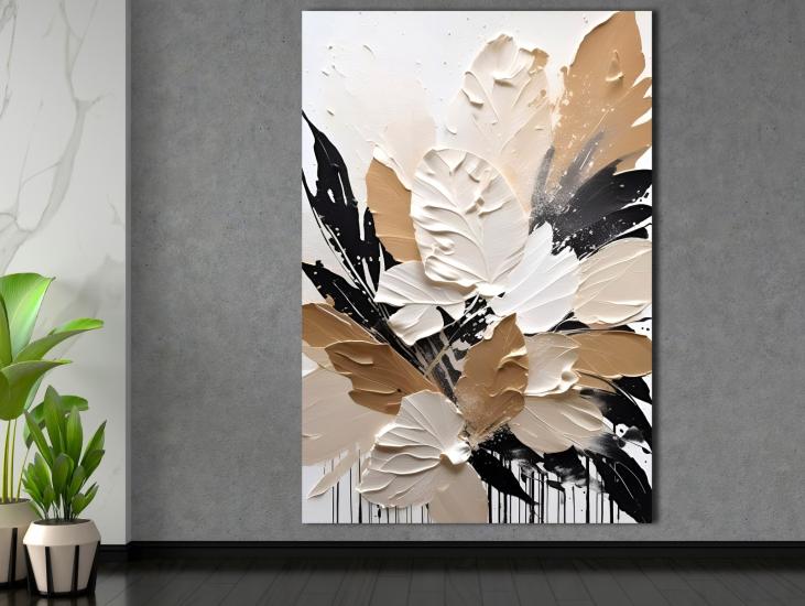 Yapraklar -  Laminasyonlu Kanvas Tablo