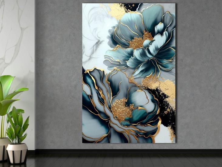 Çiçekler - Sim İşlemeli Kanvas Tablo