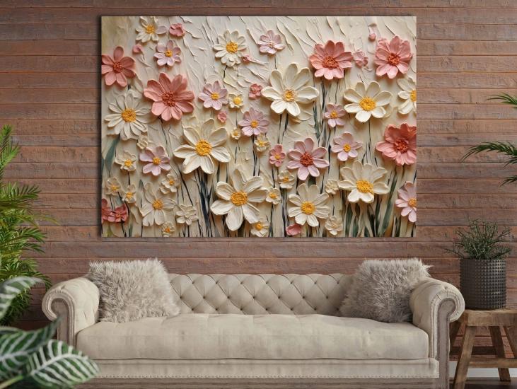 Çiçekler -  Laminasyonlu Kanvas Tablo