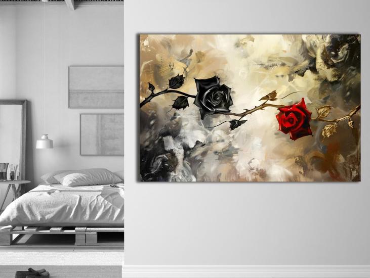 Siyah ve Kırmızı - Laminasyonlu Kanvas Tablo