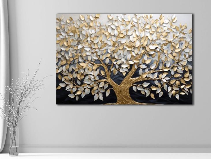 Sedef Ağacı - Sim İşlemeli Kanvas Tablo