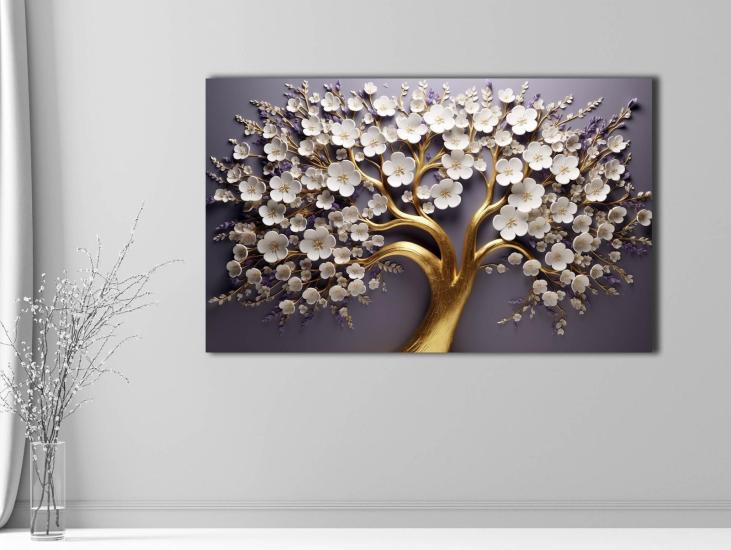 Bahar Çiçekleri - Sim İşlemeli Kanvas Tablo