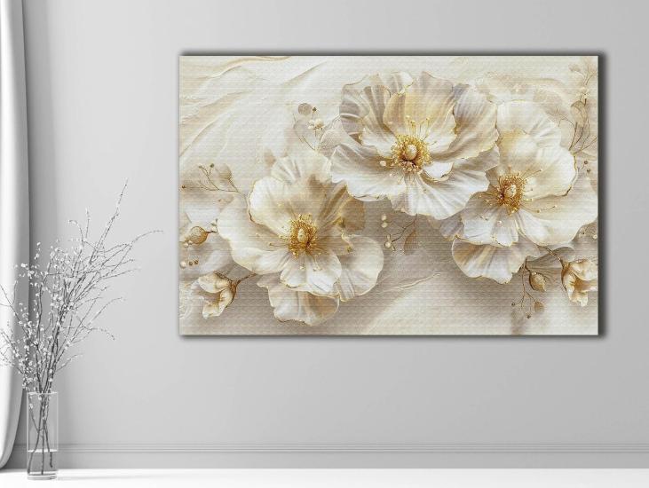 Çiçekler - Sim İşlemeli Kanvas Tablo