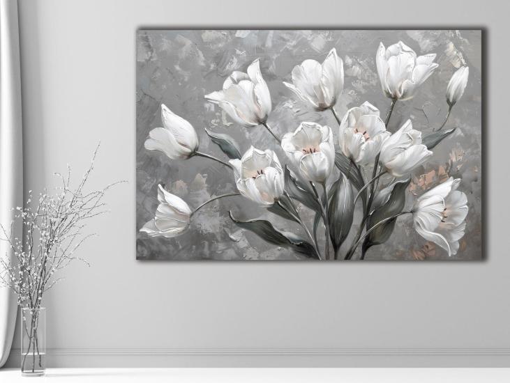 Çiçekler - Sim İşlemeli Kanvas Tablo