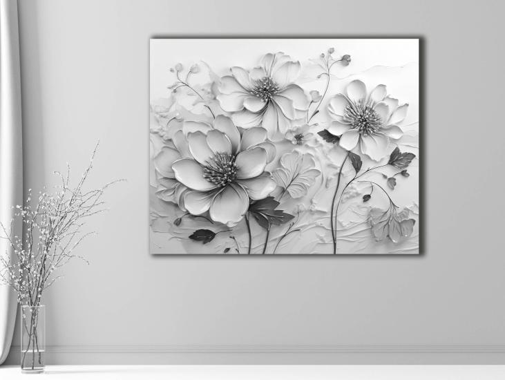 Çiçekler - Sim İşlemeli Kanvas Tablo