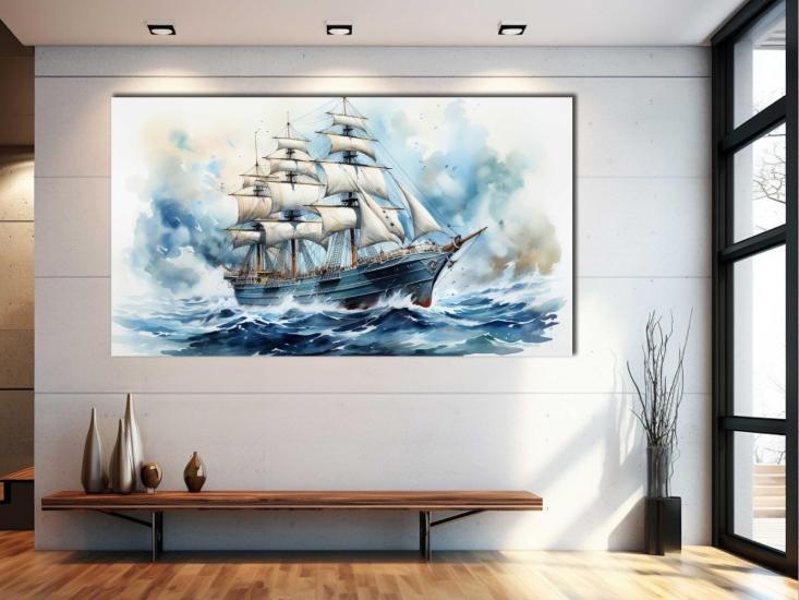 Yelkenli - Laminasyonlu Kanvas Tablo