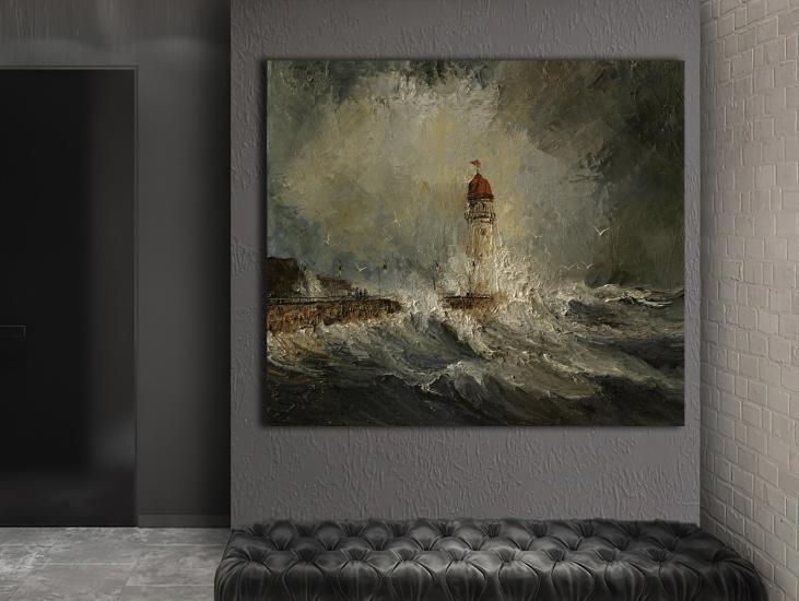 Deniz Feneri - Laminasyonlu Kanvas Tablo