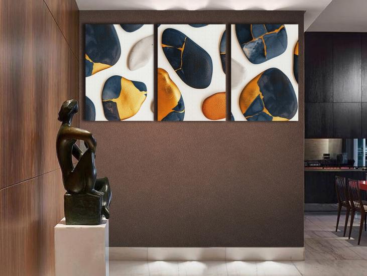 Stone - Laminasyonlu Kanvas Tablo 3 lü Set