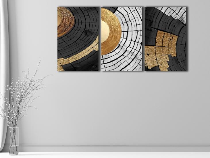 Wood - Laminasyonlu Kanvas Tablo 3 lü Set