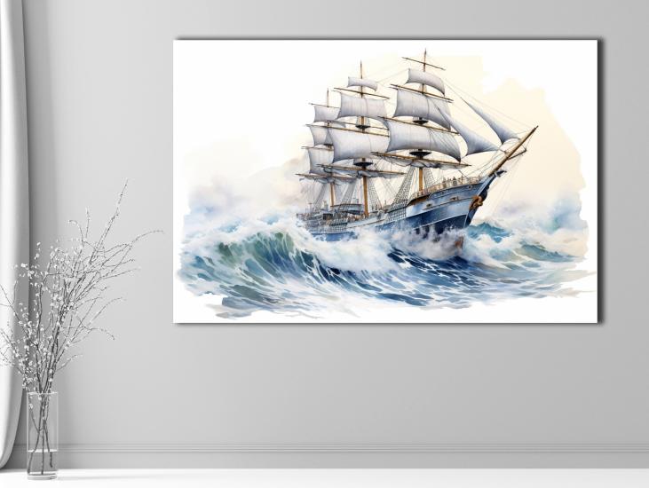 Yelkenli - Laminasyonlu Kanvas Tablo