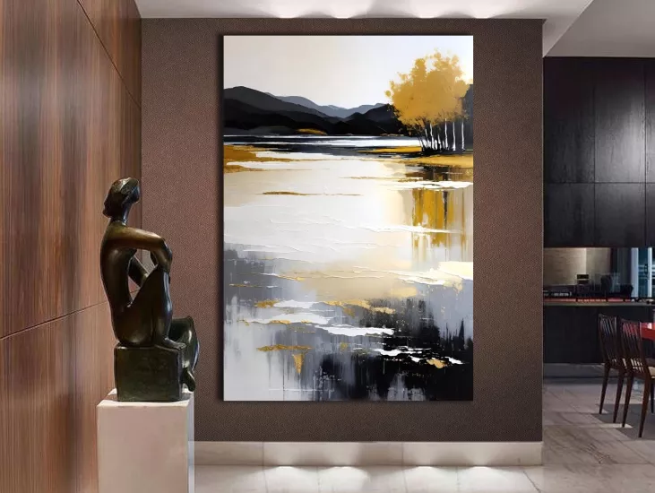 Göl Kenarı - Laminasyonlu Kanvas Tablo