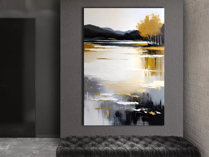 Göl Kenarı - Laminasyonlu Kanvas Tablo