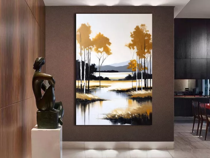 Göl Kenarı - Laminasyonlu Kanvas Tablo