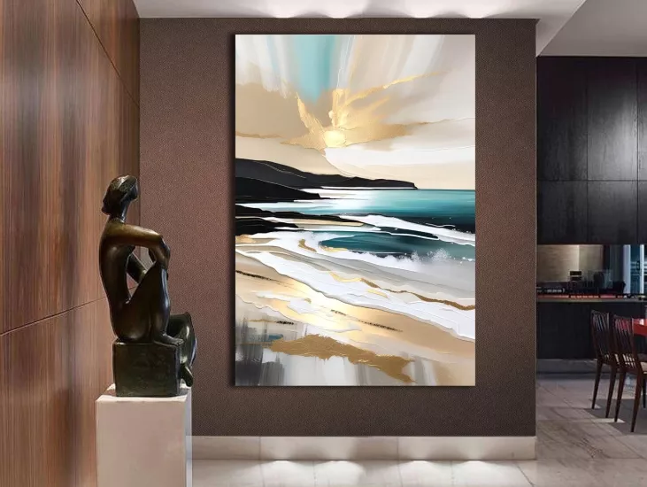 Deniz Kenarı - Laminasyonlu Kanvas Tablo