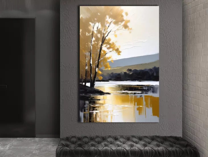 Göl Kenarı - Laminasyonlu Kanvas Tablo