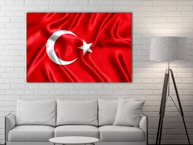 Türk Bayrağı - Laminasyonlu Kanvas Tablo