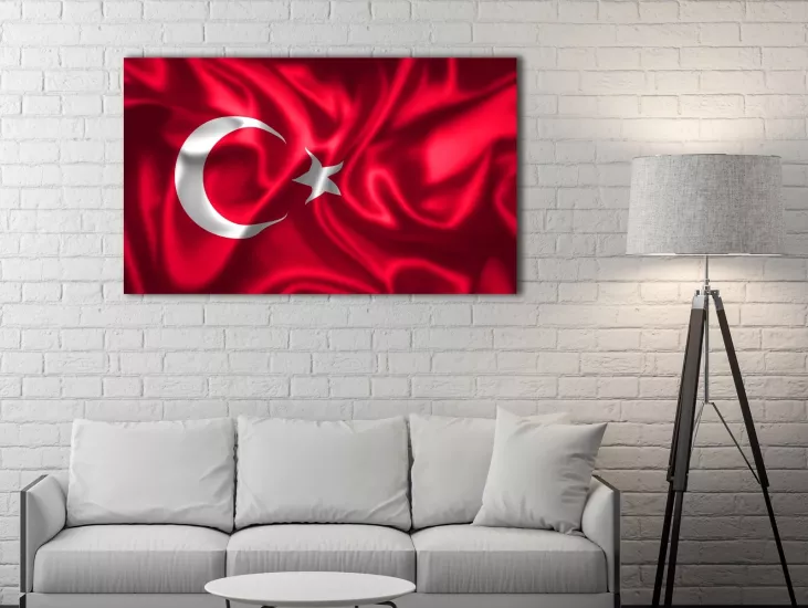 Türk Bayrağı - Laminasyonlu Kanvas Tablo
