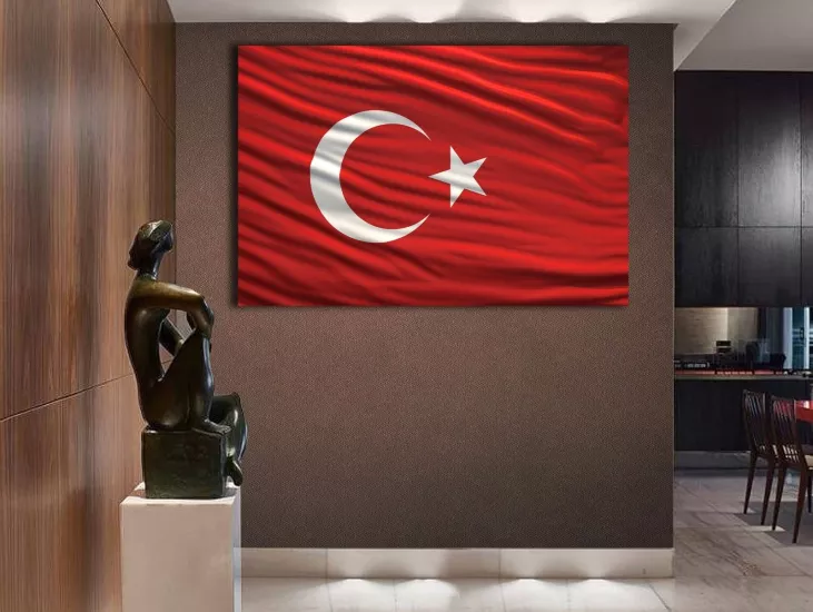 Türk Bayrağı - Laminasyonlu Kanvas Tablo
