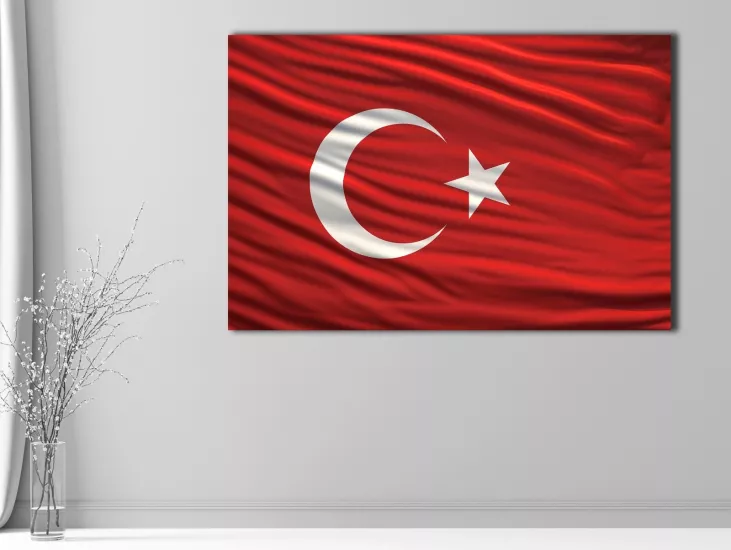 Türk Bayrağı - Laminasyonlu Kanvas Tablo