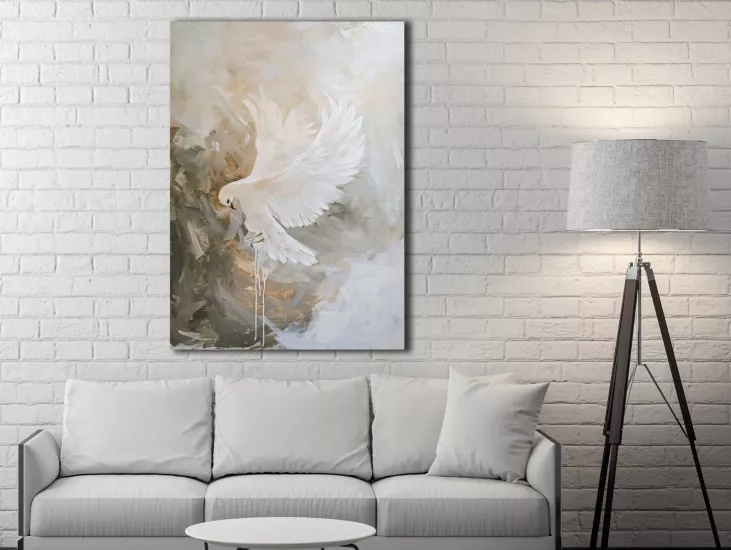 Beyaz Güvercin - Laminasyonlu Kanvas Tablo