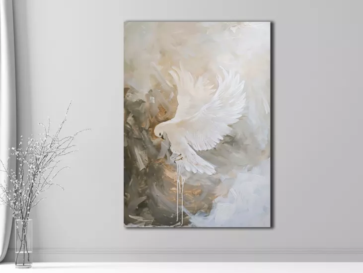 Beyaz Güvercin - Laminasyonlu Kanvas Tablo