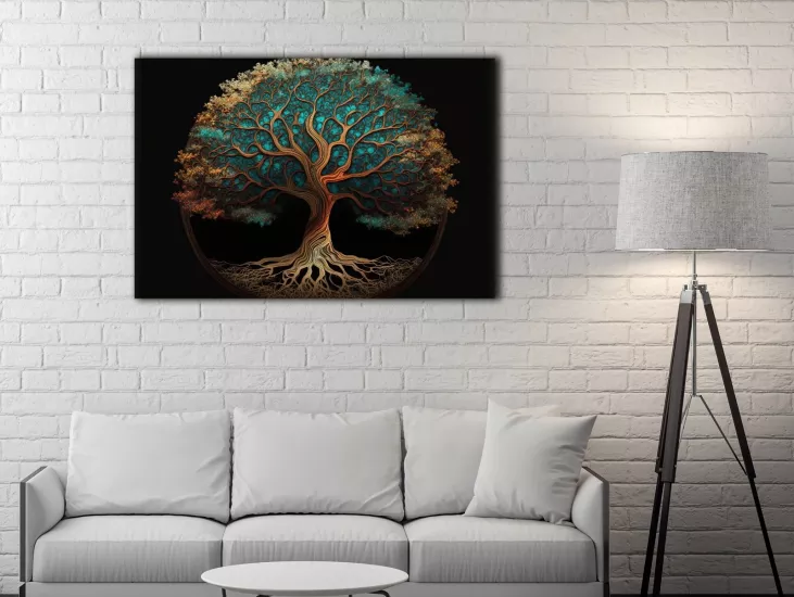 Hayat Ağacı - Laminasyonlu Kanvas Tablo