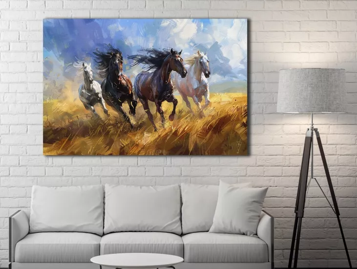 Atlar - Laminasyonlu Kanvas Tablo