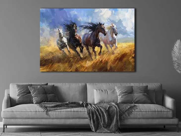 Atlar - Laminasyonlu Kanvas Tablo