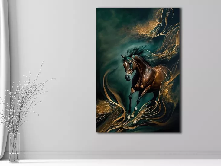 Atlar - Sim İşlemeli Kanvas Tablo