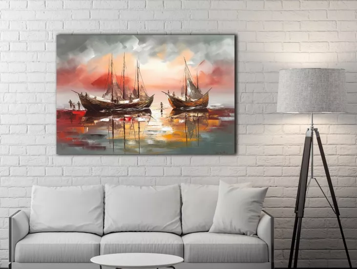 Kayıklar - Laminasyonlu Kanvas Tablo