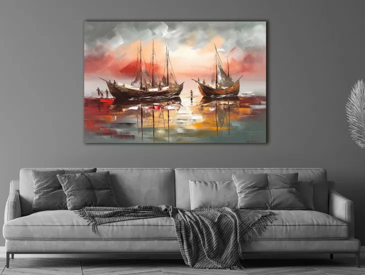 Kayıklar - Laminasyonlu Kanvas Tablo