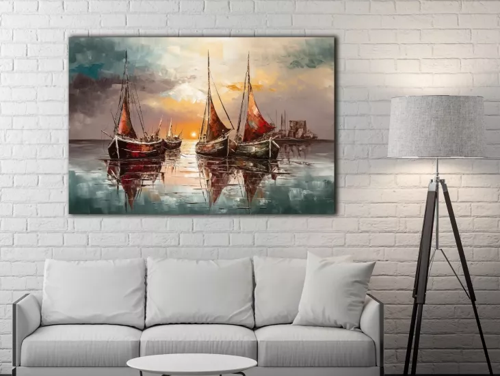 Tekneler - Laminasyonlu Kanvas Tablo