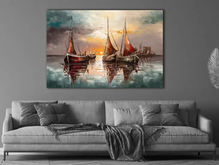 Tekneler - Laminasyonlu Kanvas Tablo